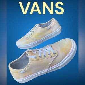 Vans-women’s 9 golden yellow/pale yellow tie-dyed skater/sneaker. Exc preowned!